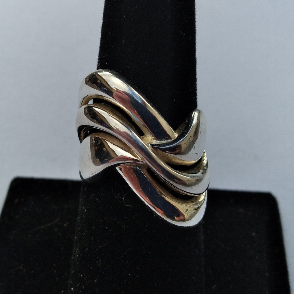 Sterling Silver Wavy Ring, Size 7